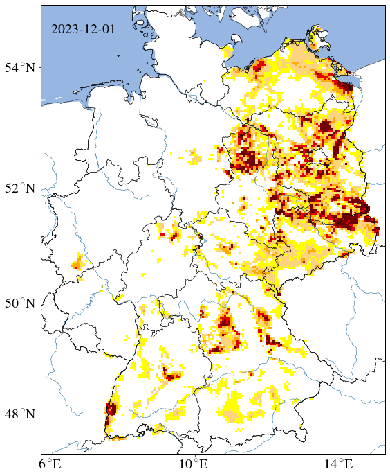 Entwicklung der Trockenheit 2023 für den Gesamtboden